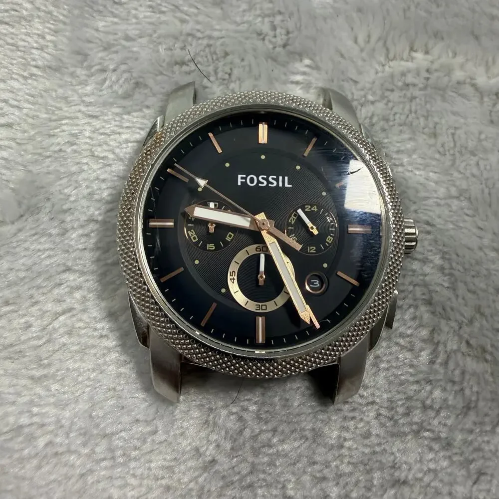 Fossil C221010 Mens Chronograph Watch Black Dial 22mm No Band Needs Battery